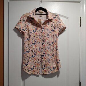 Button Down Gardening Print Work Shirt